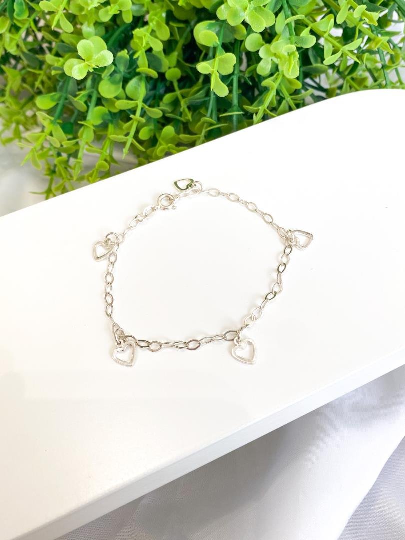085_3351_produto PULSEIRA CORAÇÕES PRATA 925 - Imagem 1