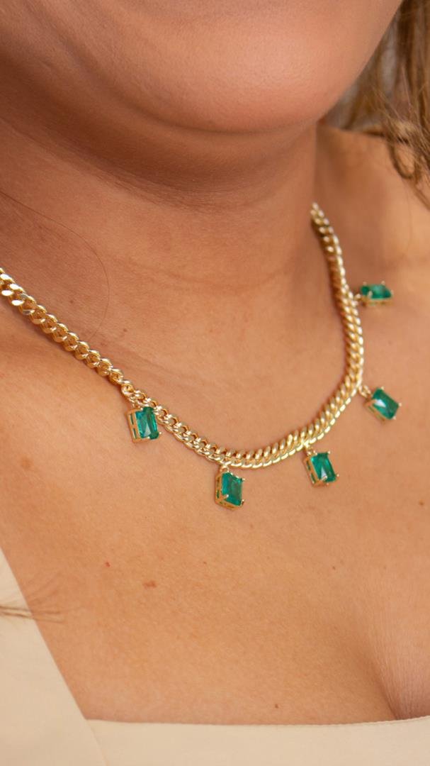 085_4333_produto COLAR GRUMET COM ZIRCONIAS VERDE - Imagem 1