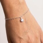 PULSEIRA COM PONTO DE LUZ CRISTAL 18CM PRATA 925