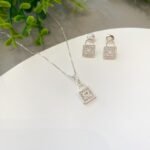 CONJUNTO CADEADO CORAÇÃO 45CM PRATA 925