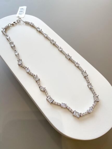 COLAR RIVIERA ZIRCONIA OVAL RETANGULAR RODIO